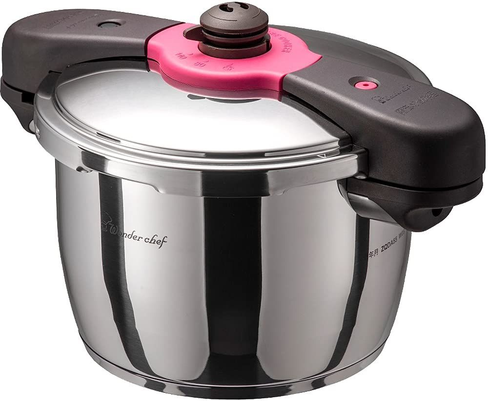商品 ワンダーシェフ wonderchef 圧力鍋 両手圧力鍋 5.5L IH対応 超高圧|高圧切替 時短 除菌力99.9% スチーム 浜田陽子 フル レシピ本付き シルバー 魔法のクイック料理 ZQDA55