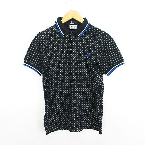 フレッドペリー FRED PERRY ポロシャツ 半袖 総柄 ロゴ 刺繡
