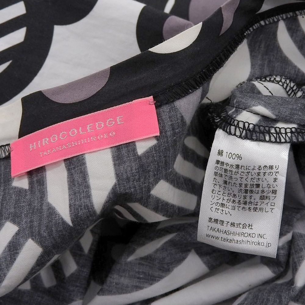 HIROCOLEDGE ヒロコレッジ コットン 総柄 Aライン ワンピース  