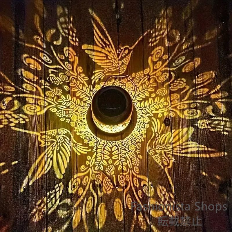 新品未使用】1pc ソーラーパワー鉄製ハチドリ投影ランプ、屋外防水LED