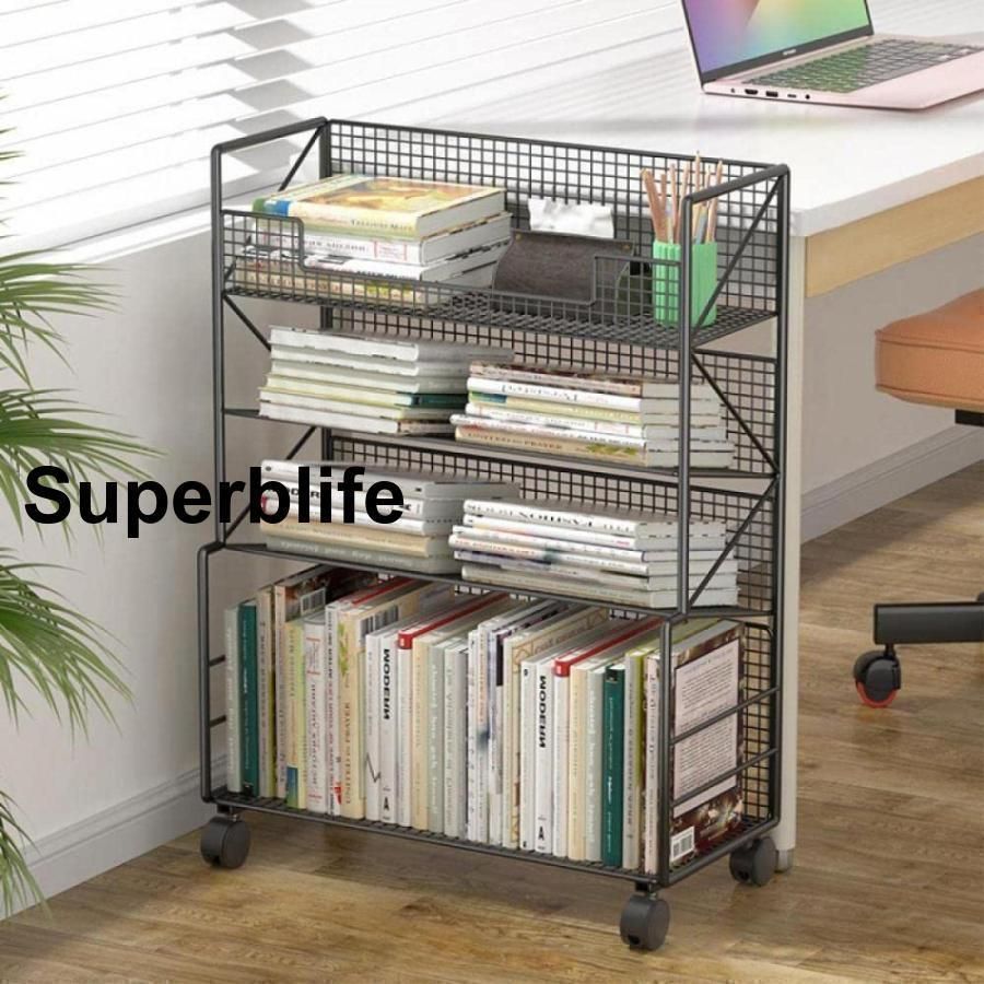 本棚 収納棚 ブックシェルフ デスクサイド本棚 キャスター付き スリム ファイルワゴン 本立て 大容量 教科書 雑誌収納 学校 オフィス用