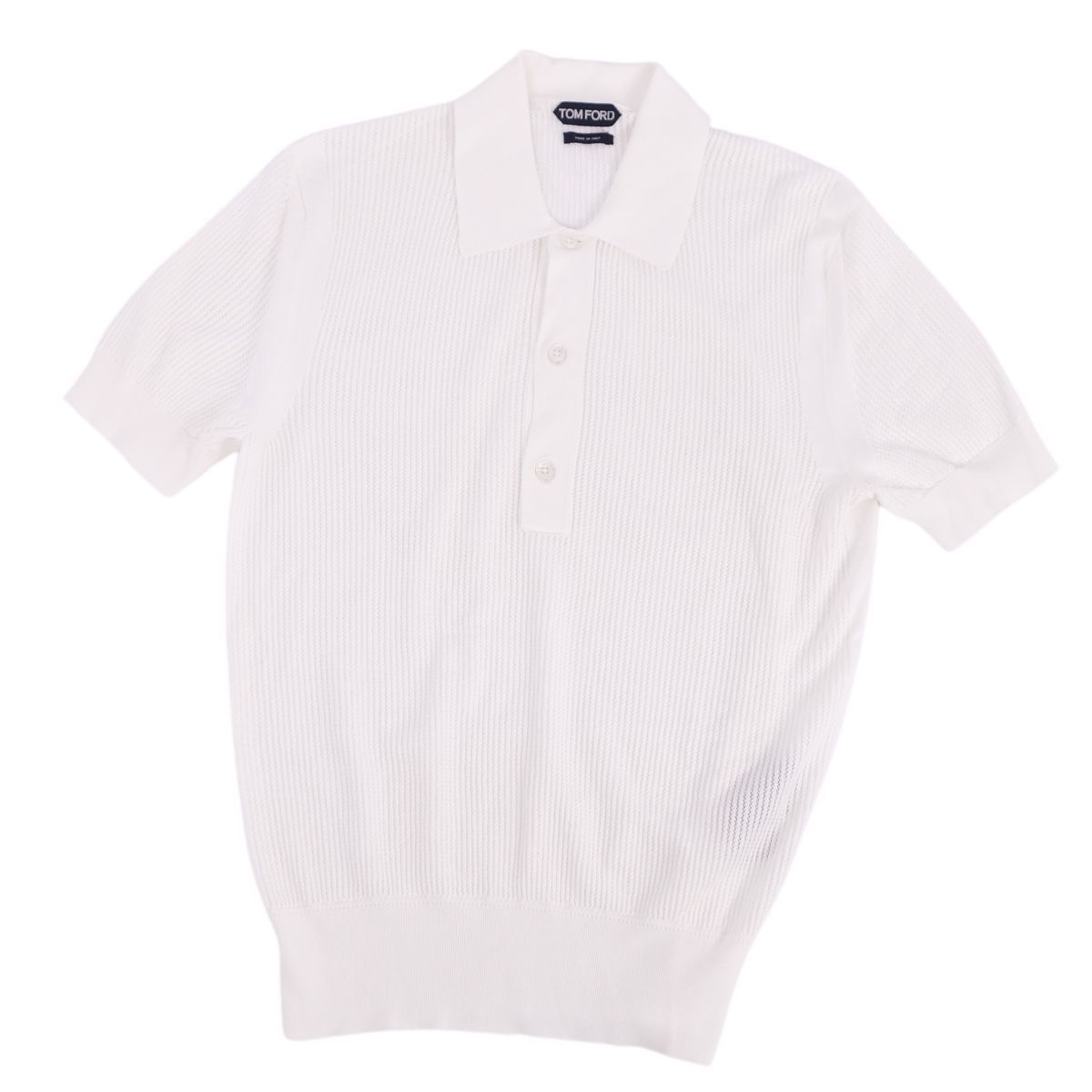 トムフォード　ニット　ポロシャツ　半袖　アイボリー　48サイズ 美品 トムフォード TOM FORD ニット シャツ ポロシャツ 半袖 ショート