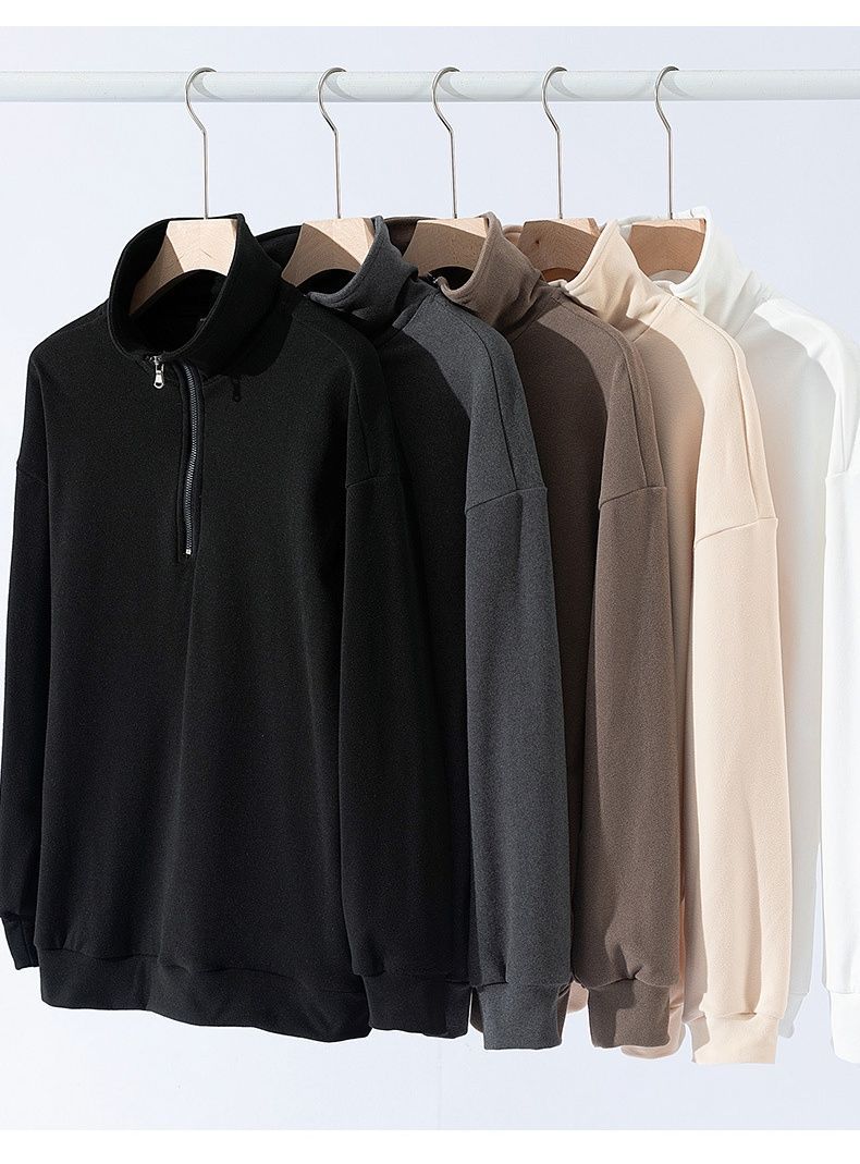トレーナー 即 OK メンズ 暖かい 防寒 長袖 秋 冬 トップス 立ち襟 スタンド ハーフジップ 無地 プルオーバー 柔らかい 大人 おしゃれ カジュアル シンプル ファッション 秋物 冬物 hjfs337