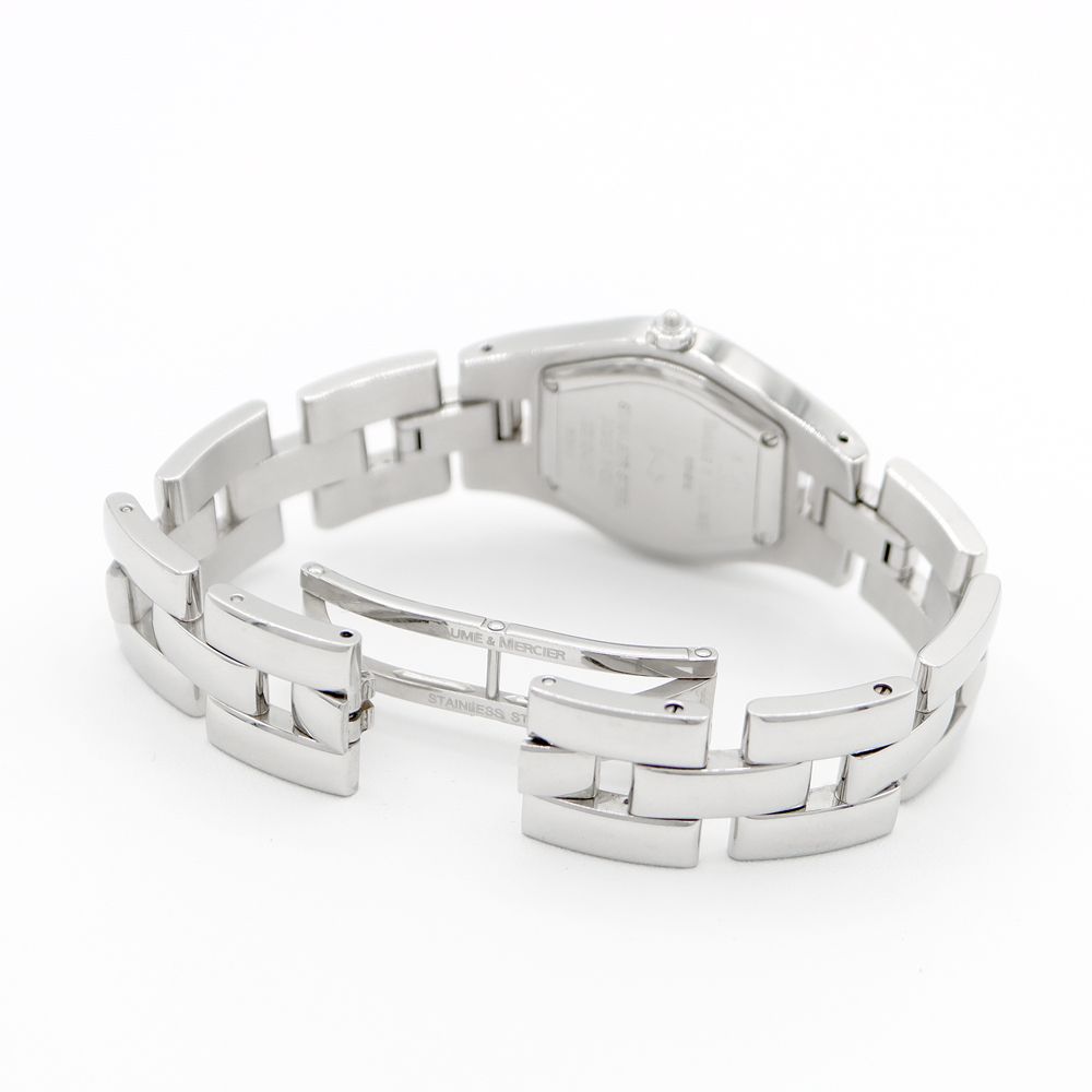 電池交換済 BAUME＆MERCIER ボーム&amp;メルシェ リネア 65338 ダイヤモンド ダイヤベゼル 白 ホワイト SS ステンレス レディース クォーツ【6ヶ月保証】【腕時計】【中古】 BAUME&MERCIER - 電池交換済 BAUME＆MERCIER ボーム&メルシェ リネア