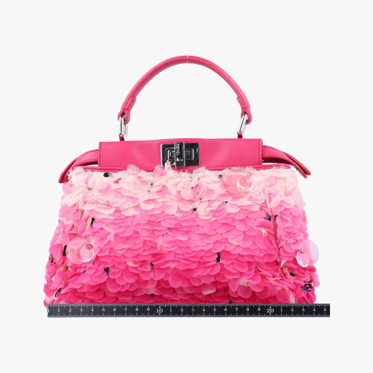 フェンディFendiピーカブー ミニピンク×マルチ ファブリック×ビーズ8BN2448BN244.2XQ.158.8007