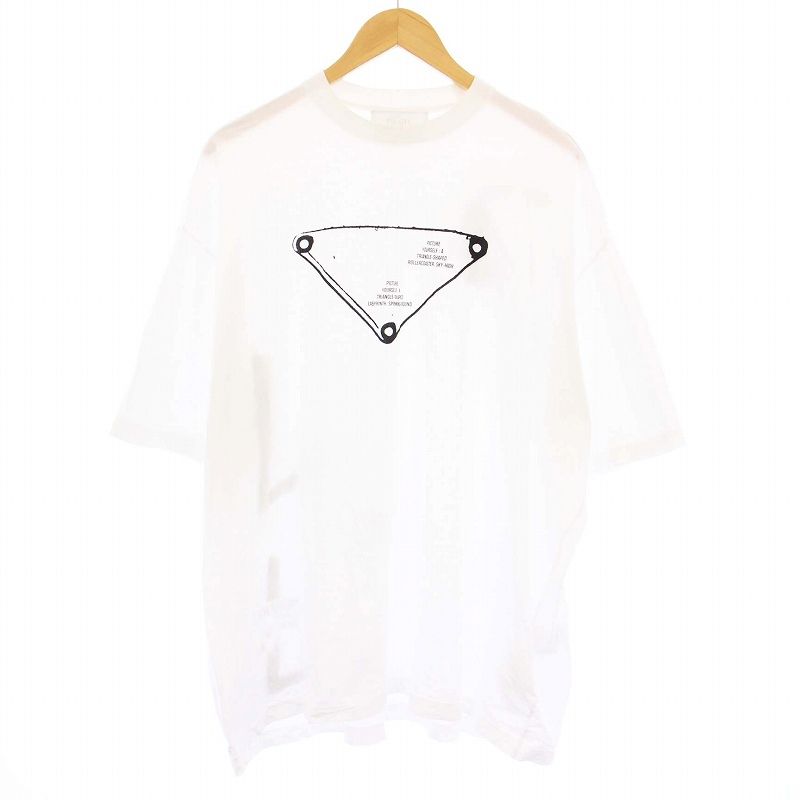 PRADA プラダ 20SS オーバーサイズ トライアングルロゴプリントTシャツ PRADA (プラダ) トライアングル ロゴ プレート クルーネック 半袖 T