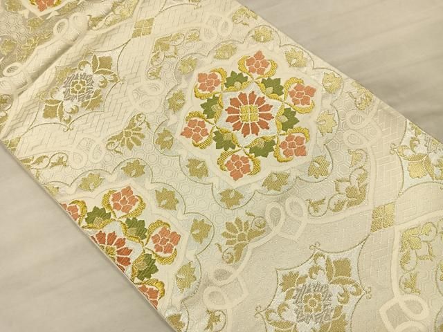 平和屋着物◎六通柄袋帯 唐織 正倉院花文 金銀糸 正絹 逸品 CAAU6923ua