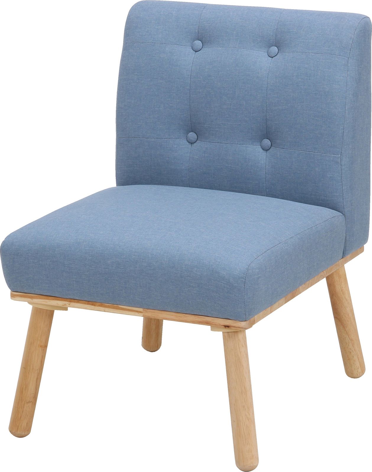 人気商品37026 ヘームル Signature Natural 1人用 ソファー ファブリック ブルー 幅54×奥行62×高さ79cm ダイニングソファ 天然木 一人掛けソファ 不二貿易