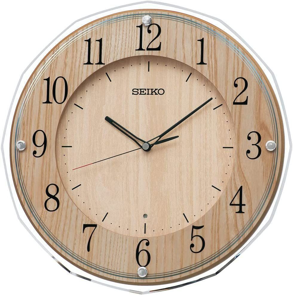 セイコークロック 掛時計 薄緑 直径340×48mm 電波 アナログ SEIKO EMBLEM HS546S 龍角散「セクハラ社長 家具、インテリア 