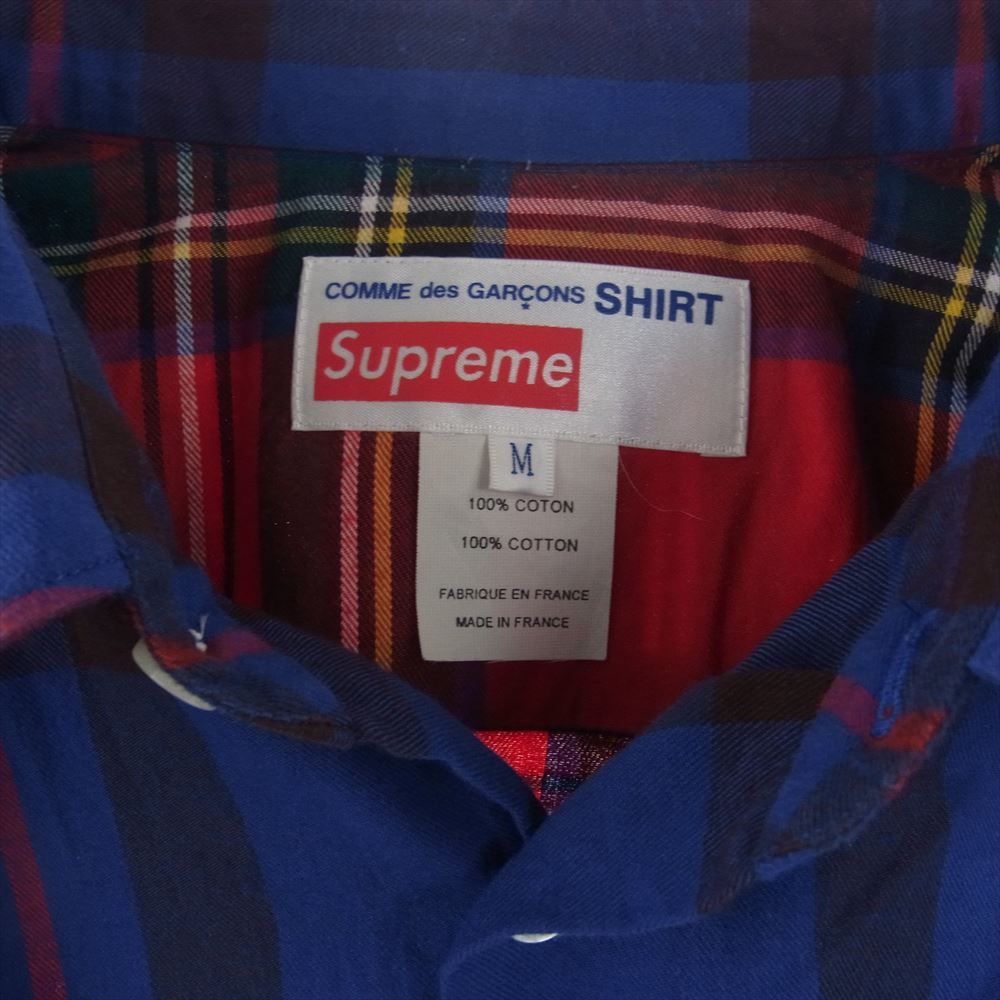 Supreme シュプリーム 長袖シャツ 15AW × COMME des GARCONS SHIRT Button-Down Shirt コムデギャルソン バックロゴプリント チェック 長袖 シャツ M【中古】 Supreme シュプリーム 長袖シャツ 15AW × COMME des GARCONS SHIRT