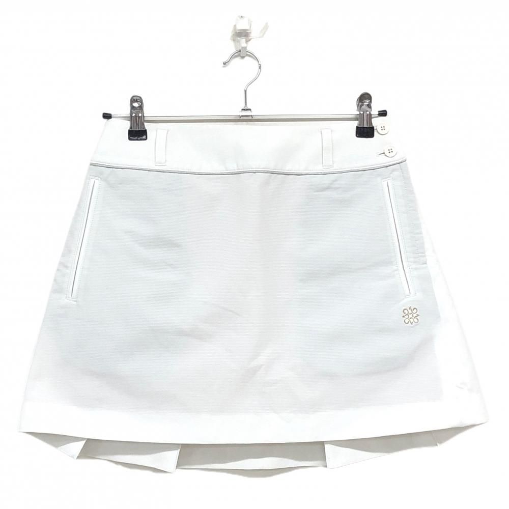 St.Andrews - 【超美品】セントアンドリュース スカート 白 フリンジボーダー調 ロゴゴールド レディース S ゴルフウェア St ANDREWS 超美品】セントアンドリュース スカート 白 フリンジボーダー調