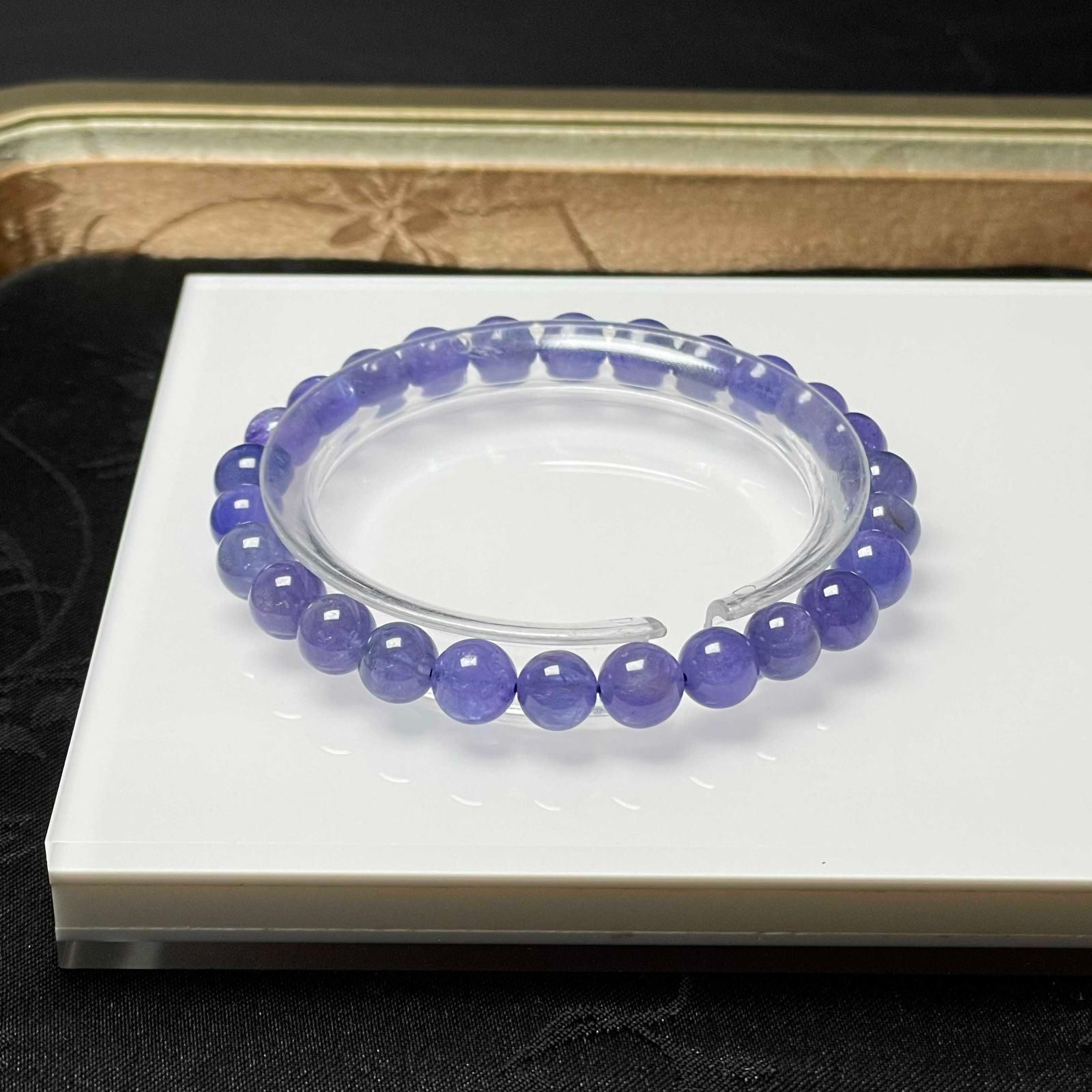 絶賛 EU製 タンザナイト パワーストーン ブレスレット 天然石 原石 お守り プレゼント 6.8-7.2mm ZZ1605