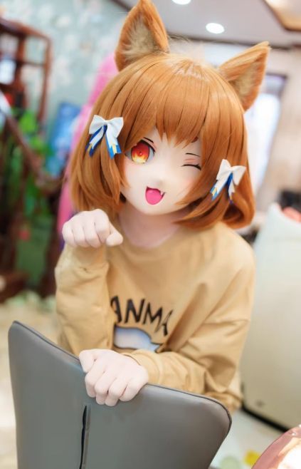全頭マスク カツラ付き ロックなし NO.394 ドール ヘッドロリータ人形 コスプレ 変身 仮装 着ぐるみ kigurumi 二次元