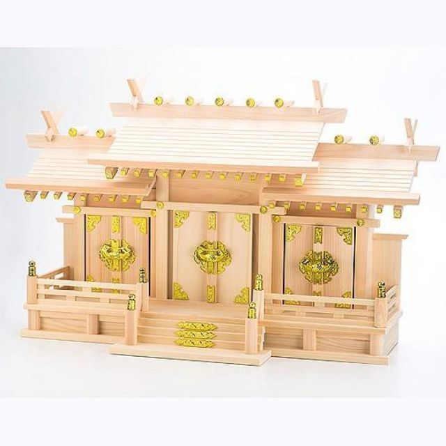 静岡木工 神棚の里 屋根違い三社 和 大 神棚 日本製