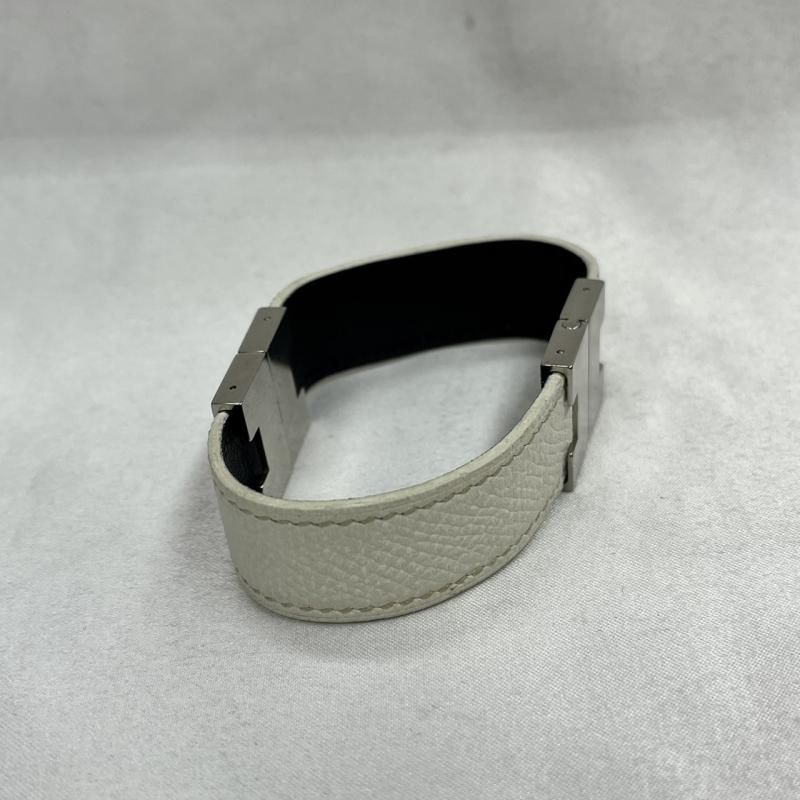 HERMES エルメス ルーリーブレスレット レザー ホワイト ブラック