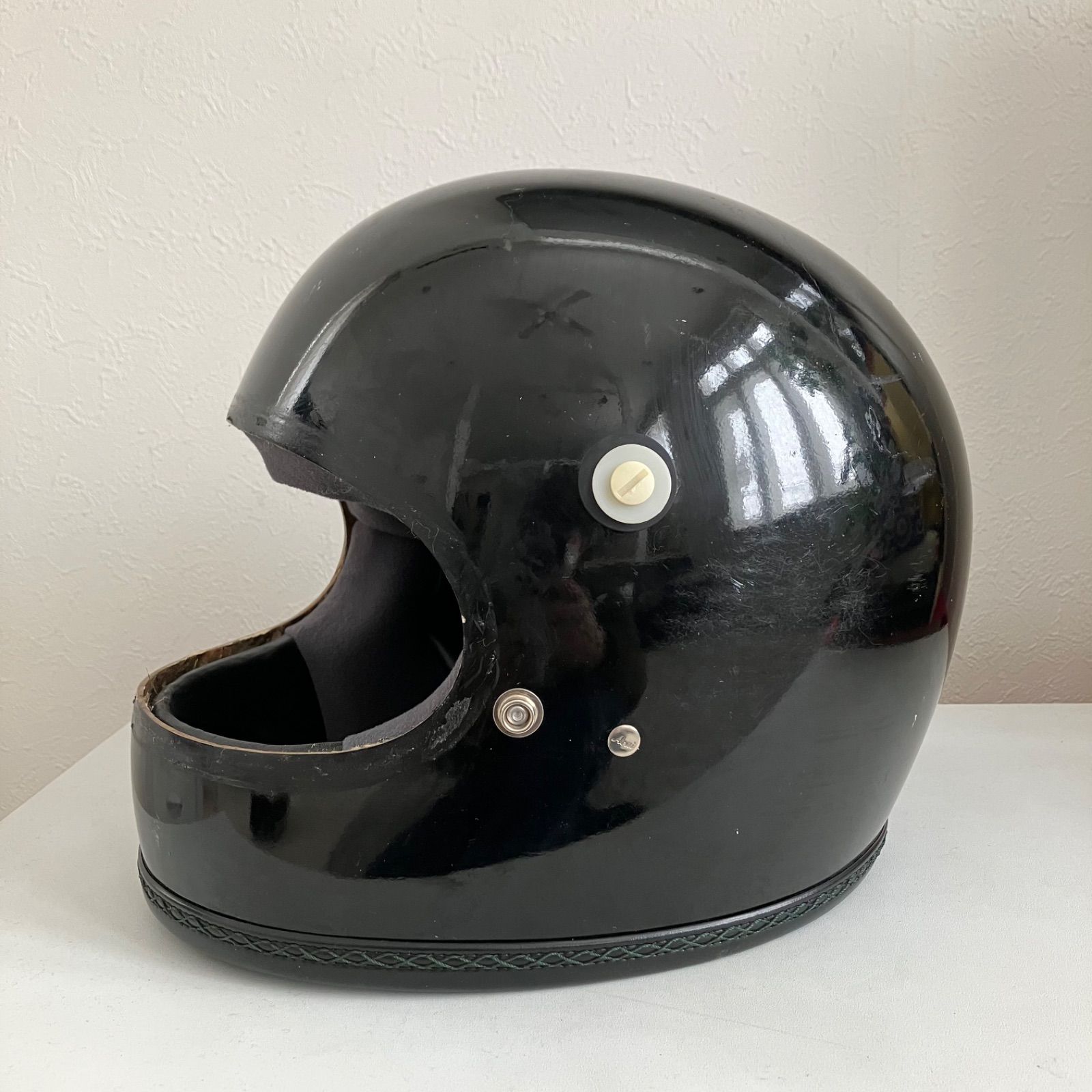 品多く 希少 MARUSHIN☆Mサイズ ひろい 黒 80年代 ビンテージヘルメット オートバイ