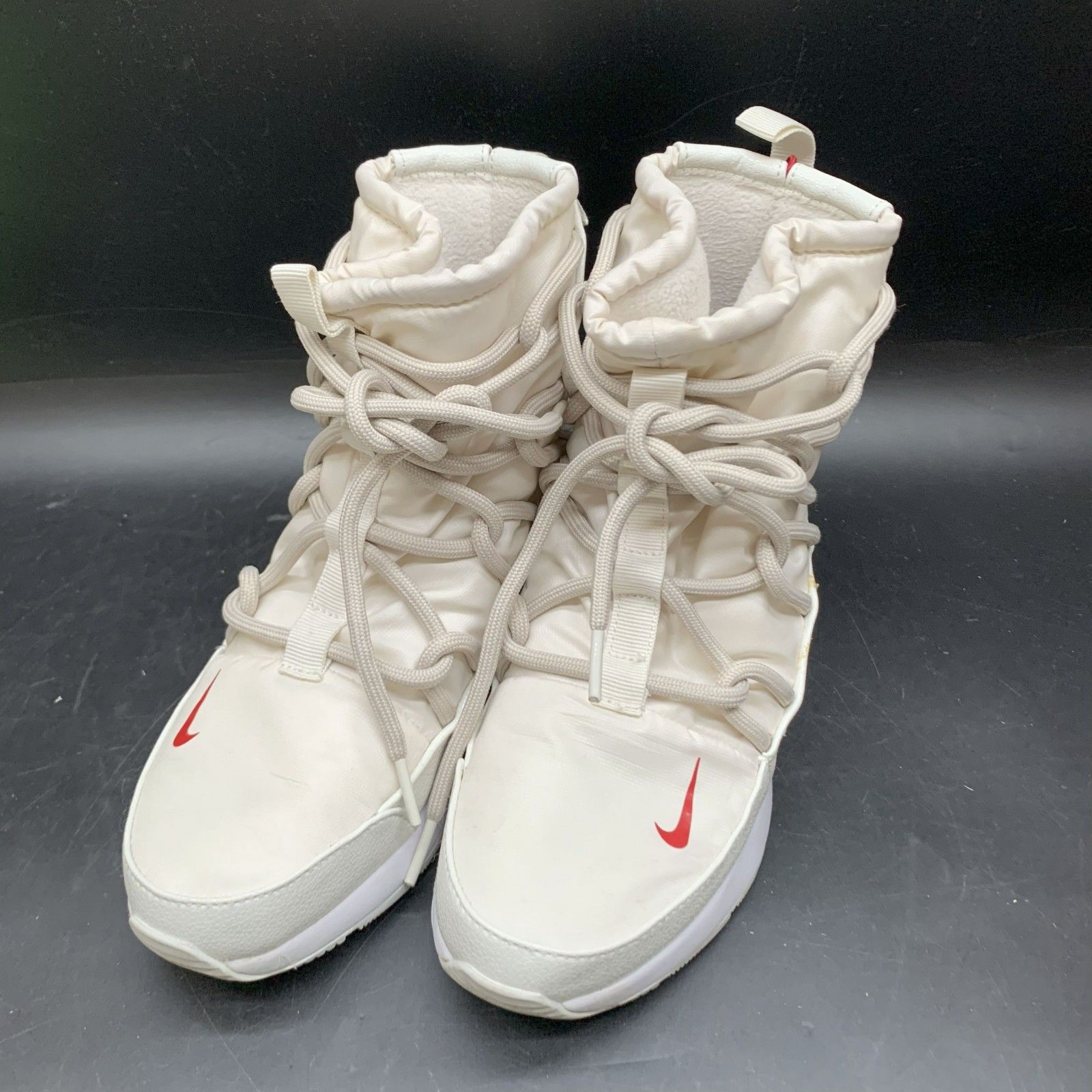 NIKE ナイキ タンジュン ハイライズ ウィメンズ23cm 白ホワイト×レッドナイキマーク 防水 ショートブーツ ハイカットスニーカー