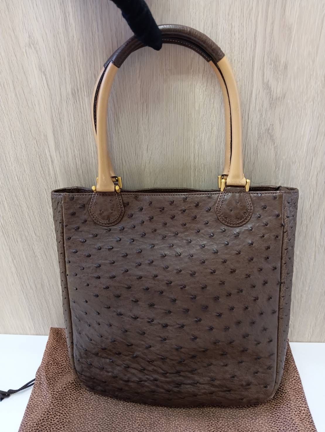 中古品】バグリオ Bag Liore オーストリッチ レザー トートバッグ 