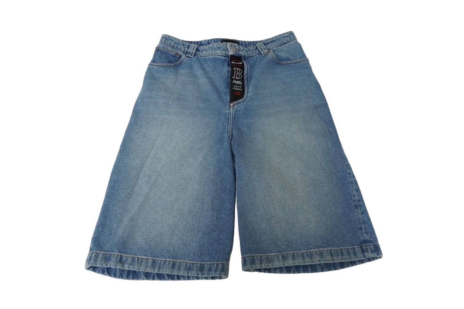 BALENCIAGA バレンシアガ バギーデニムショートパンツ フロント ロゴ ブルー 641464 TDW15 4762 サイズ30 61658