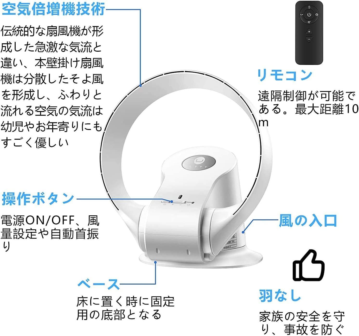 人気商品】タイミング機能 静音 首振り 風量7段階調節 床置きおよび壁掛け式2-in-1 卓上扇風機 羽なし扇風機 サーキュレーター 壁掛け扇風機  ULTTY メルカリ