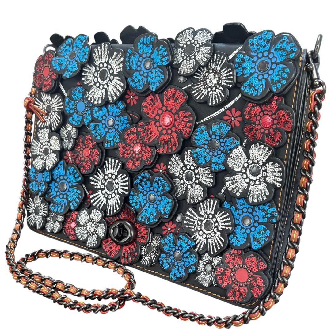 新品 COACH コーチ ティーローズ ディンキー 青 クラッチバッグ