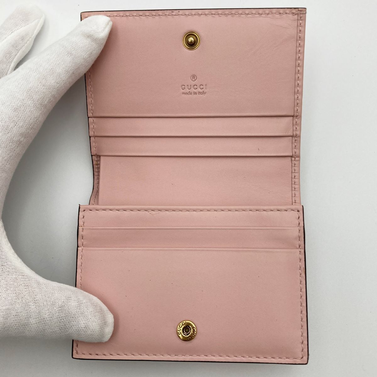 は*割様 GUCCI グッチ　二つ折り財布 キャットヘッド シマレザー　ミントグ 美品 GUCCI グッチ グッチシマ キャットヘッド 猫 二つ折り財布 財布