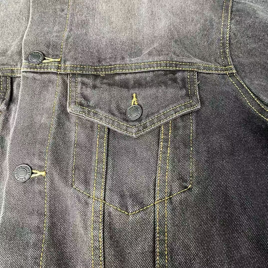 Balenciaga デニムジャケット ブラック グラフィックプリント - メルカリ