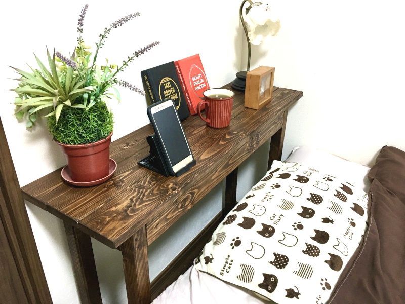 ナイトテーブル ダークチーク色