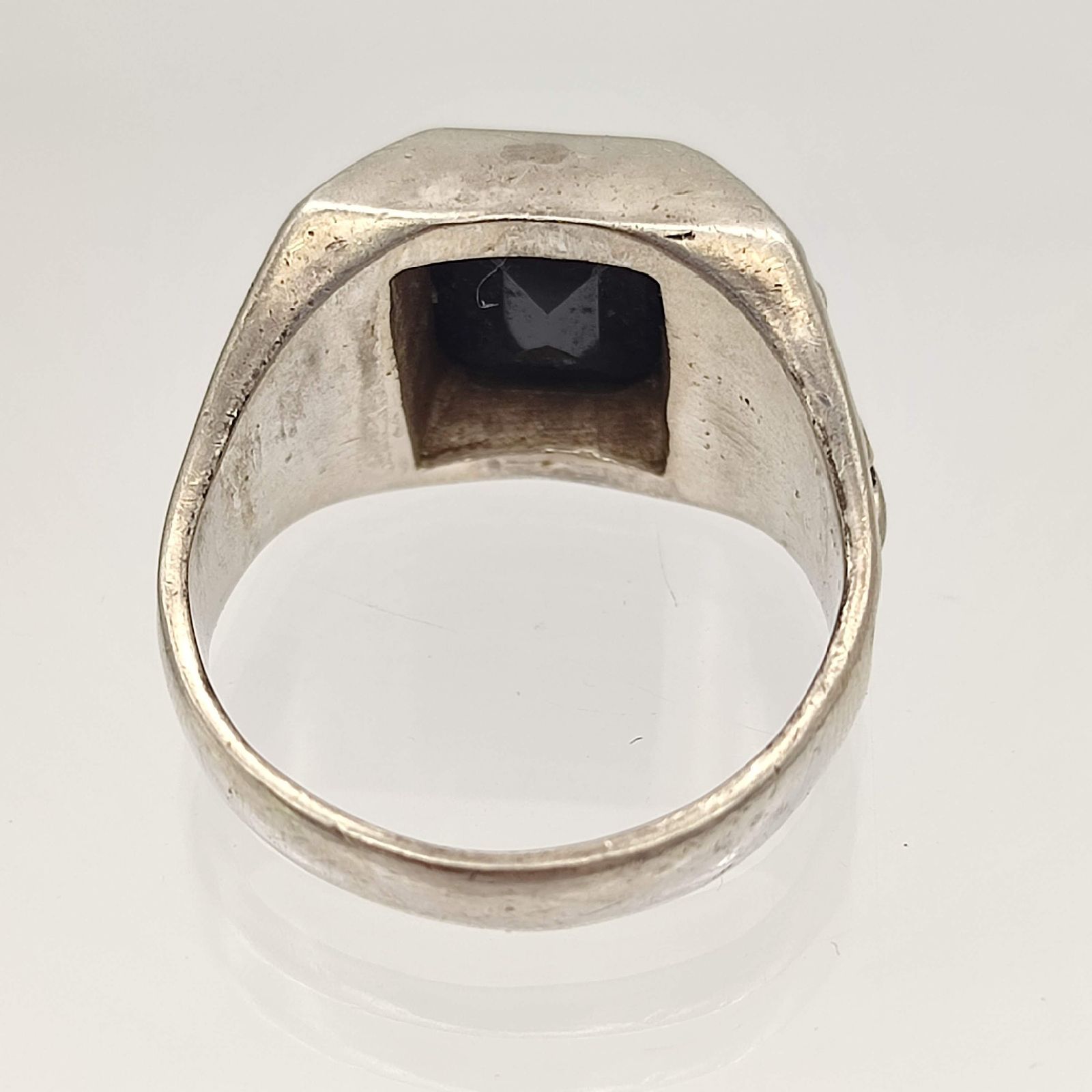 GARNI シルバー925 オニキススクエアリング 美品】オニキスフレアリング スクエア SILVER シルバー925 22号
