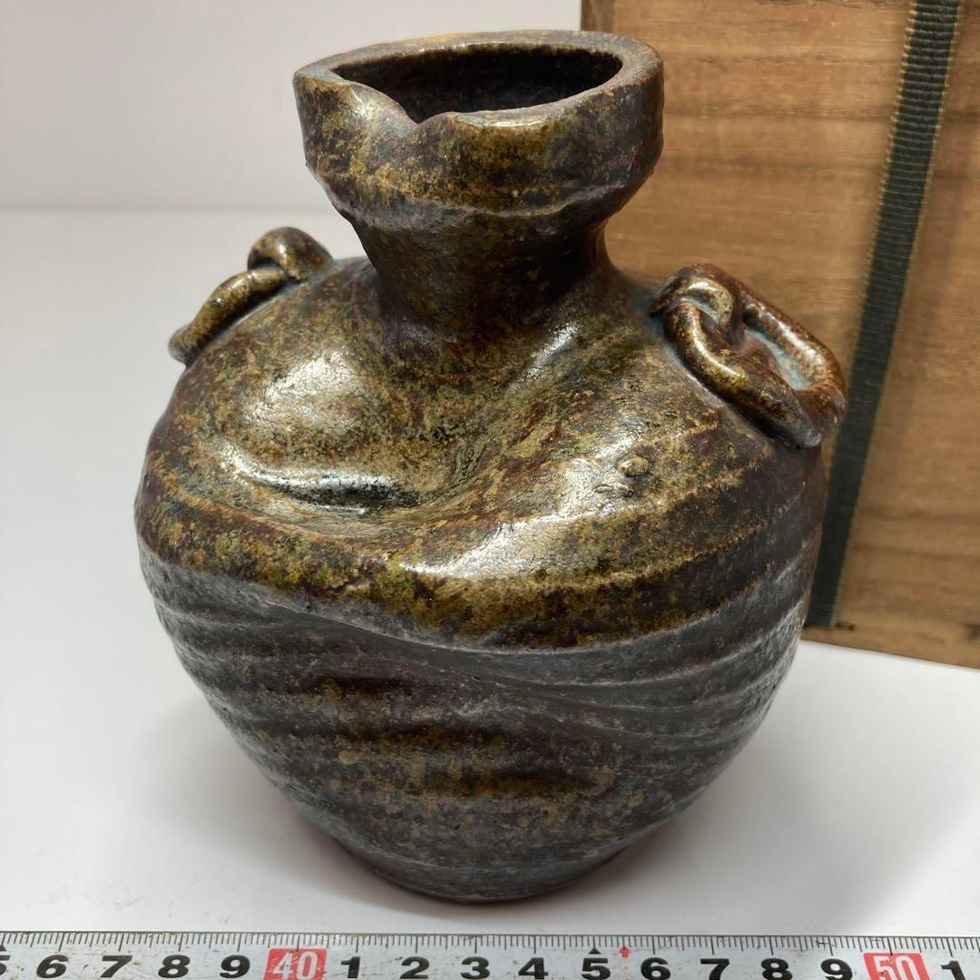 古備前 一輪生 時代木箱付 高さ13.5㎝ 東Y5-1018③タエト