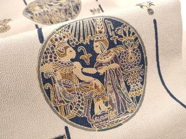 名古屋帯 正絹 花 鶴 蝶々の可愛い絵柄 九寸K-7100 平和屋着物○九寸名古屋帯 人物花鳥文 鬼しぼ縮緬 正絹 逸品