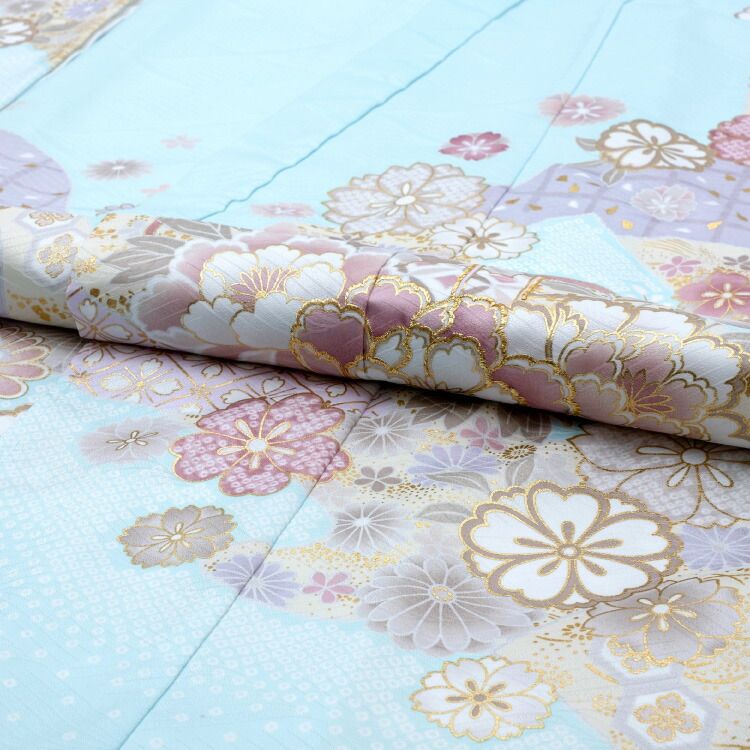 七五三 着物 7歳 フルセット 女の子 水色 ライトブルー 薄紫 白