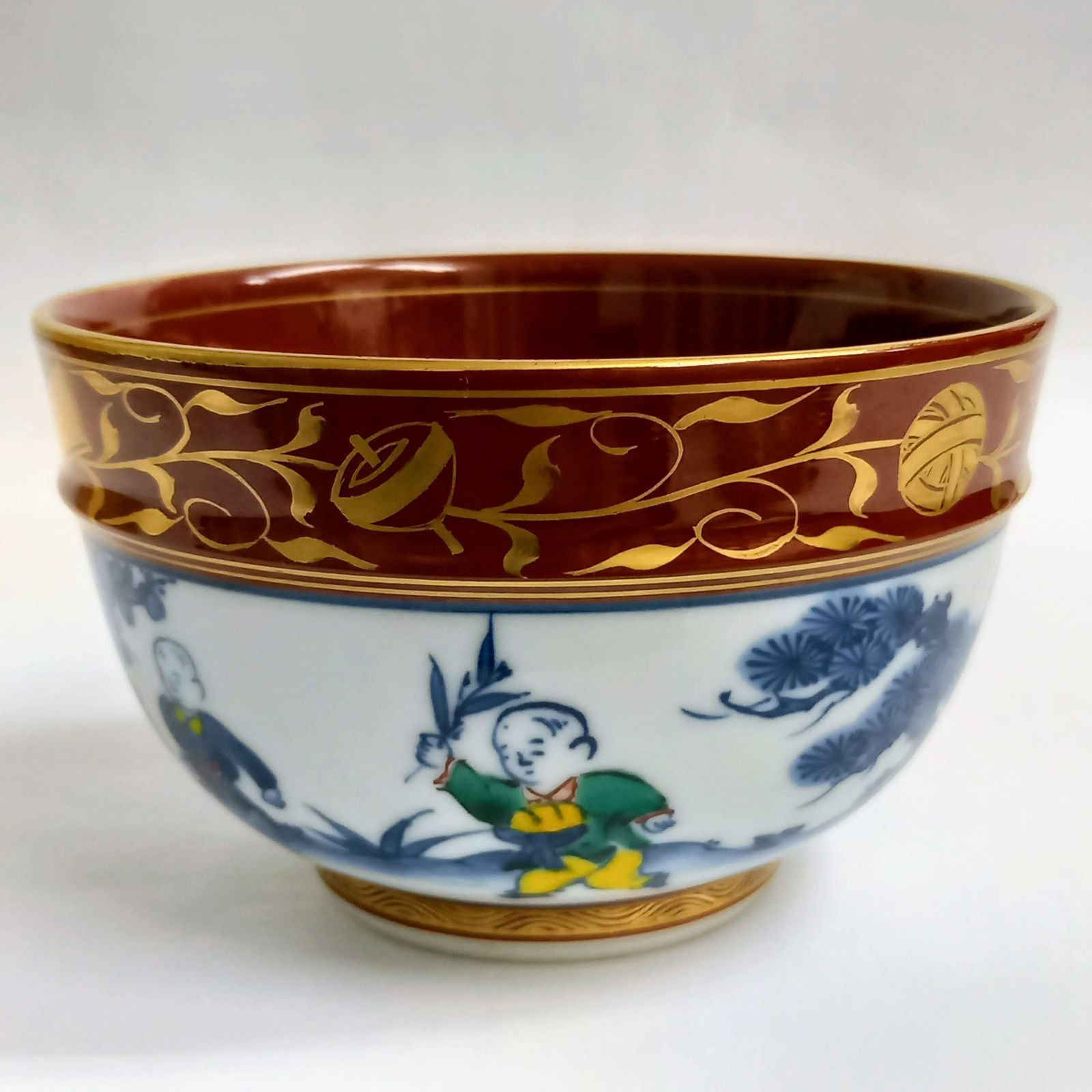 茶道具　京都清水焼　桃山窯　金襴手唐子絵茶碗　美品！！ 茶道具京都清水焼桃山窯金襴手唐子絵茶碗美品！！