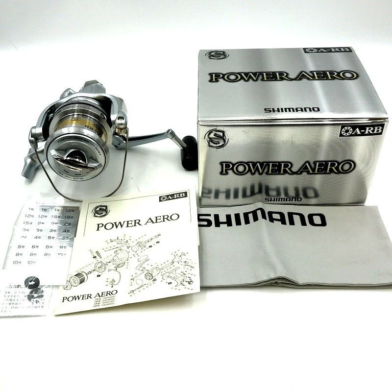シマノ 03 パワーエアロ 5号 スピニングリール 未使用品 シルバー つり