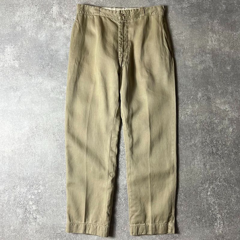 60s US ARMY 米軍実物 ノータック コットン チノ パンツ / 60