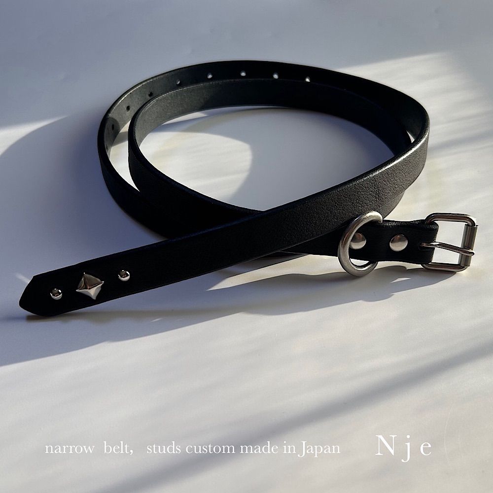 ナローベルト スタッズベルト 栃木レザーベルト 【Nje-bt19-3PC】made
