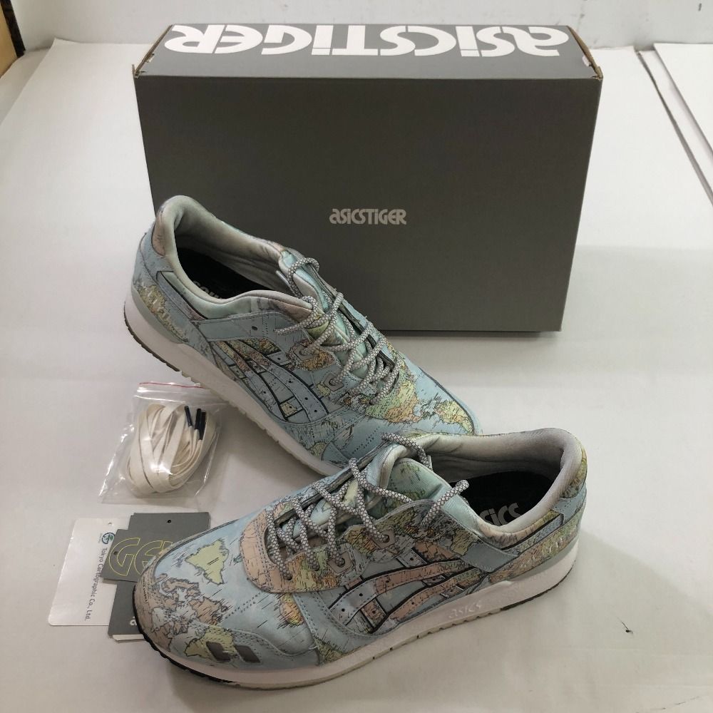 中古】04w1374∞※ ATMOS × ASICSTIGER GEL-LYTE III アトモス × アシックスタイガー ゲルライト3 ワールド  マップ 1191A197-400 スカイ/パーコート 27.5cm スニーカー 替え紐 あり【八王子店】 - メルカリ