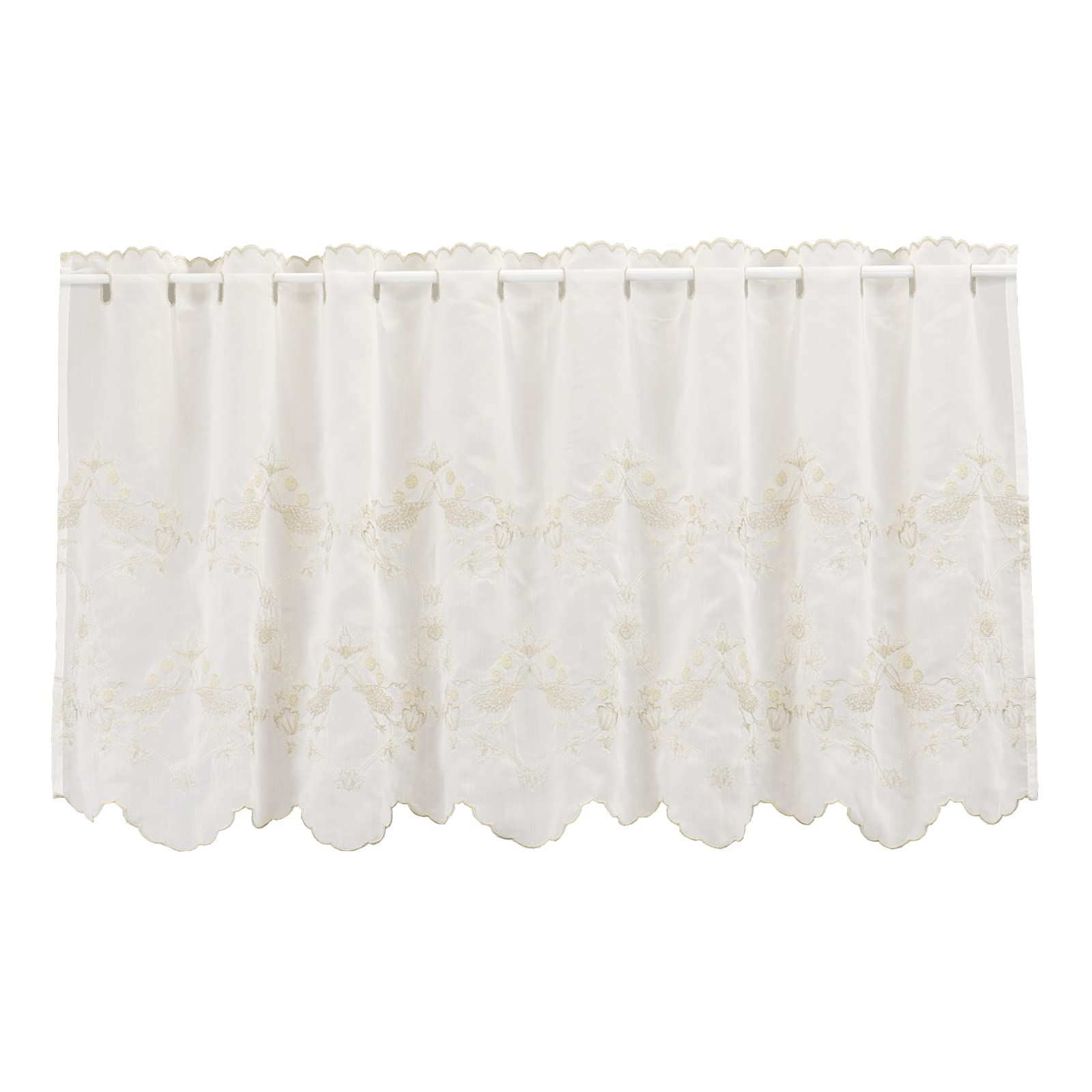 川島織物セルコン Morris Design studio モリスデザインスタジオ カフェカーテン イチゴドロボウ ベージュ 142×60cm DW1702 洗える クラシック