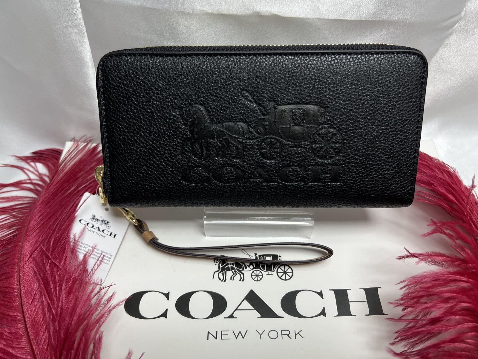 コーチ長財布 COACH 財布 アコーディオン ラウンドファスナー ホース