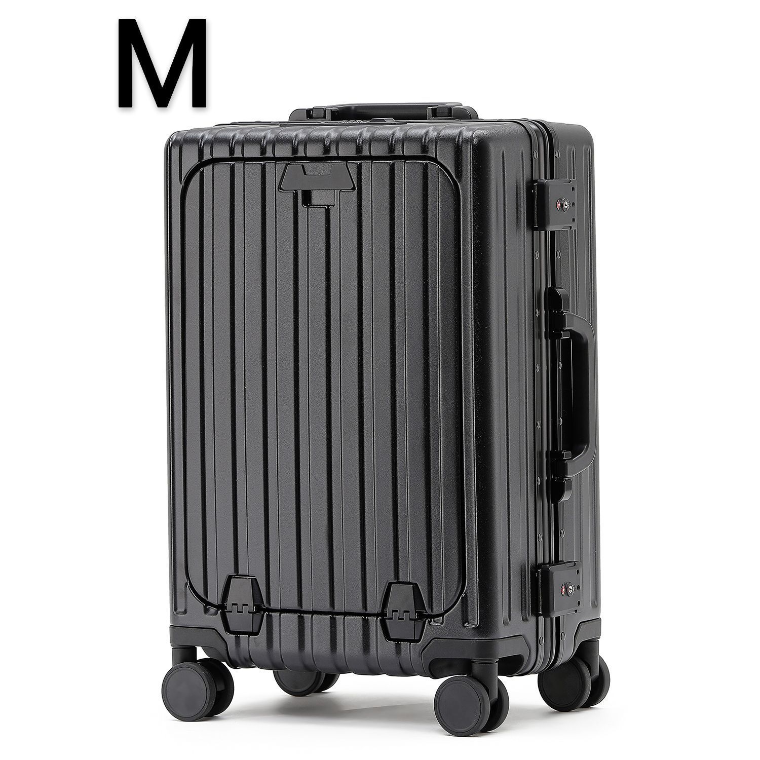 スーツケース フロントオープン usbポート付き 充電機能 アルミ 