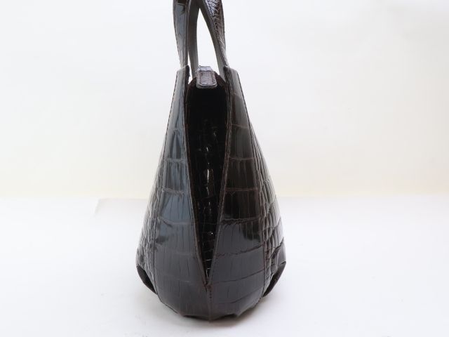 2507-25 JRA 396 クロコダイル製 ハンドバッグ ダークブラウン