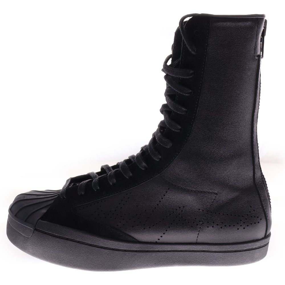 Yohji Yamamoto ヨウジヤマモト ×ADIDAS MEGA HIGH アディダス バッグジップレザーブーツ ブラック レディース FY0600 US7|25cm
