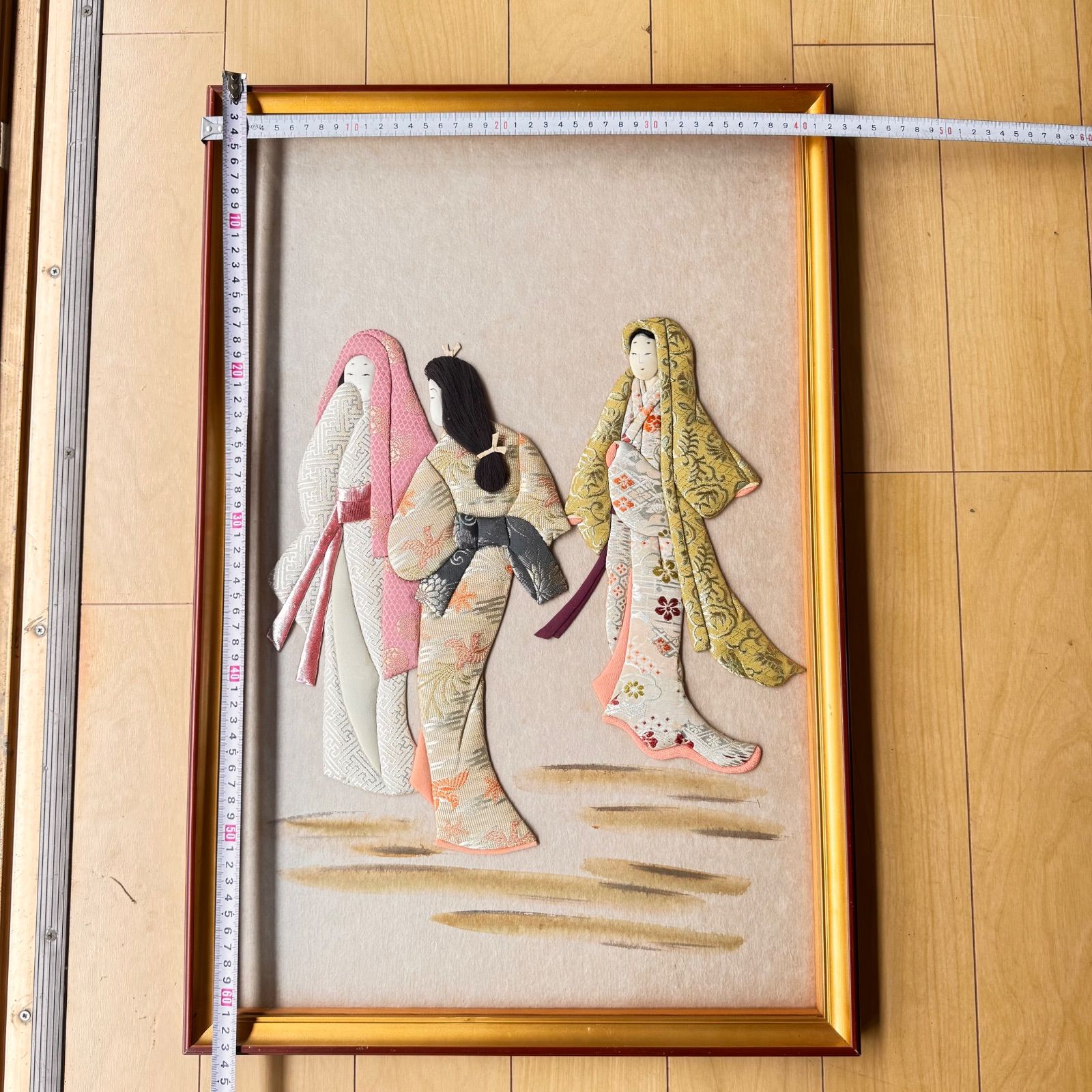 107 押し絵 くるみ絵 押絵 日本画 美術品 時代物 額付き 押絵細工