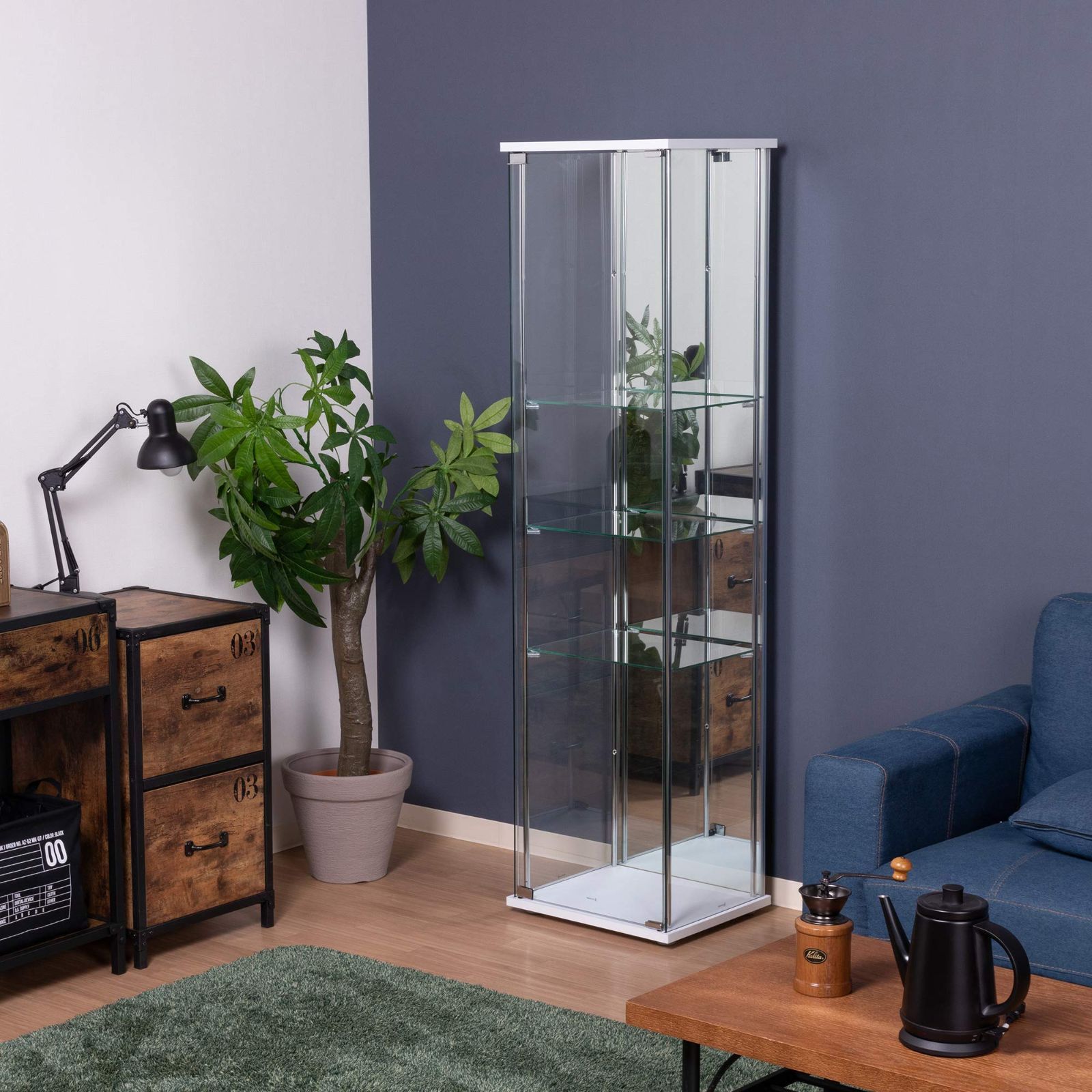 つくえ 在庫処分』97294 組立商品 棚高さ調整可能 背面ミラー ホワイト