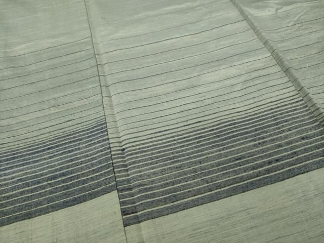 平和屋着物○紅花紬 米沢 訪問着 横段文 背抜き仕立て 正絹 逸品