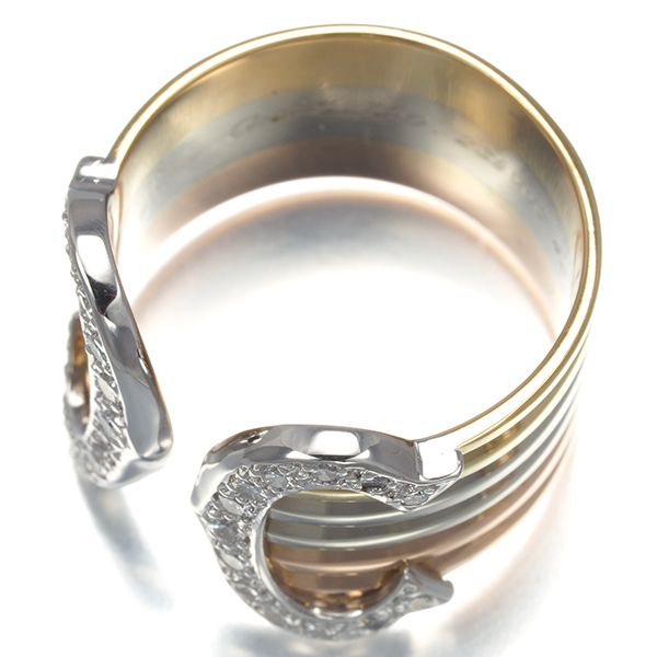 極美品 カルティエ 2C ドゥーブルC ダイヤ スリーカラー パヴェ 48 8号 極美品 カルティエ 2C ドゥーブルC ダイヤ スリーカラー パヴェ 48 8号