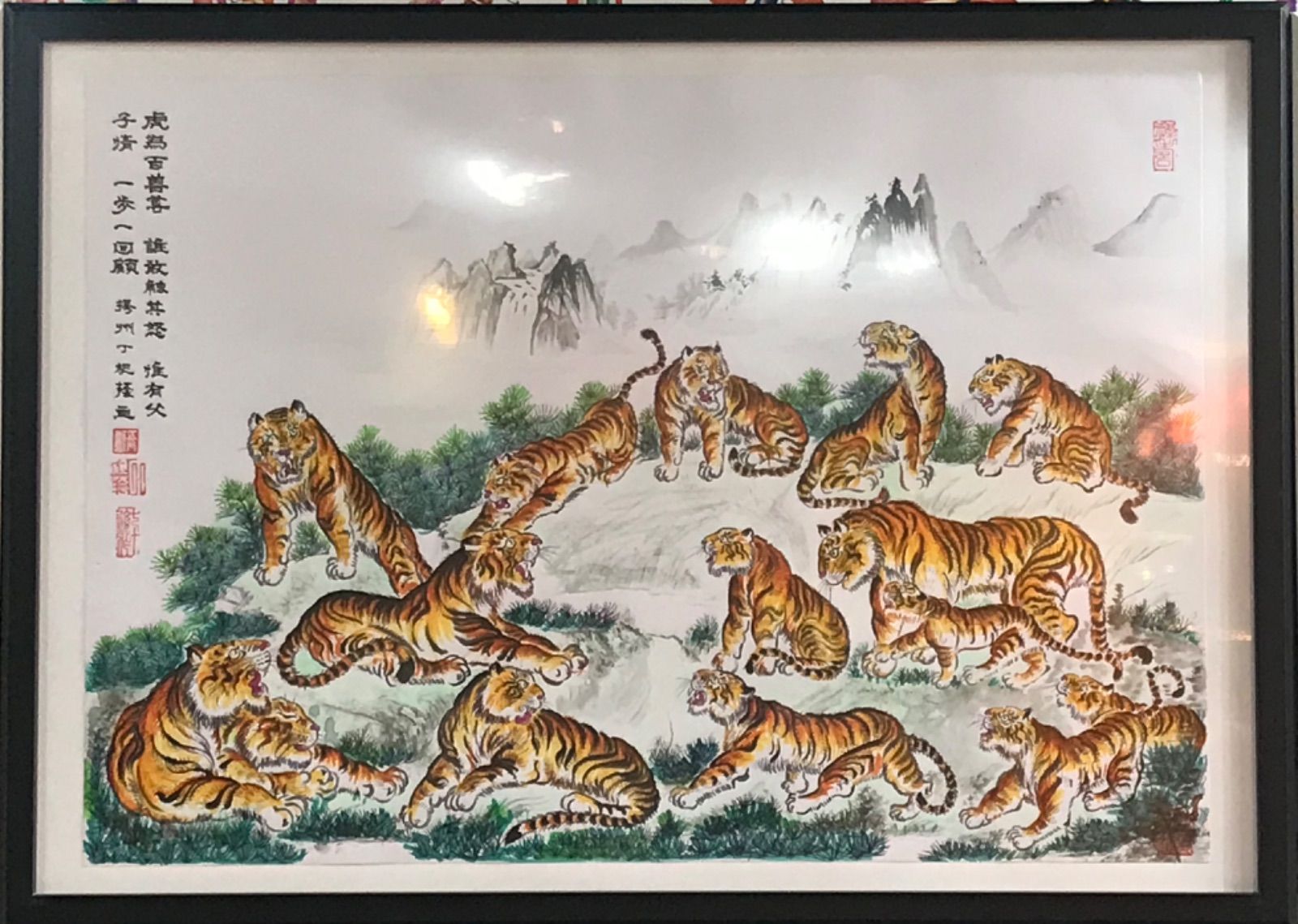 虎気財運 燕頷虎頸 （高級工芸美術師師 丁）作品 保証 開運絵画 会社