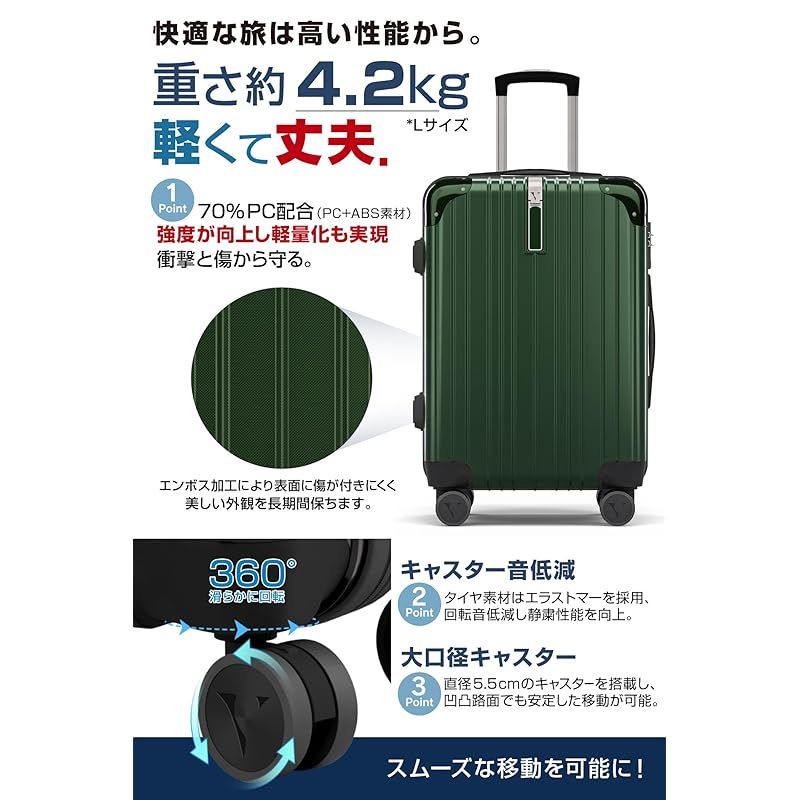 ACE 組み込も スーツケース 暗証番号ロック グリーン