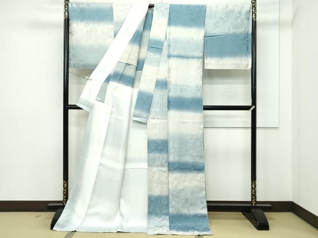 平和屋本店□極上 お召 胴抜き仕立て 油滴天目染 草花地紋 暈し染め 反