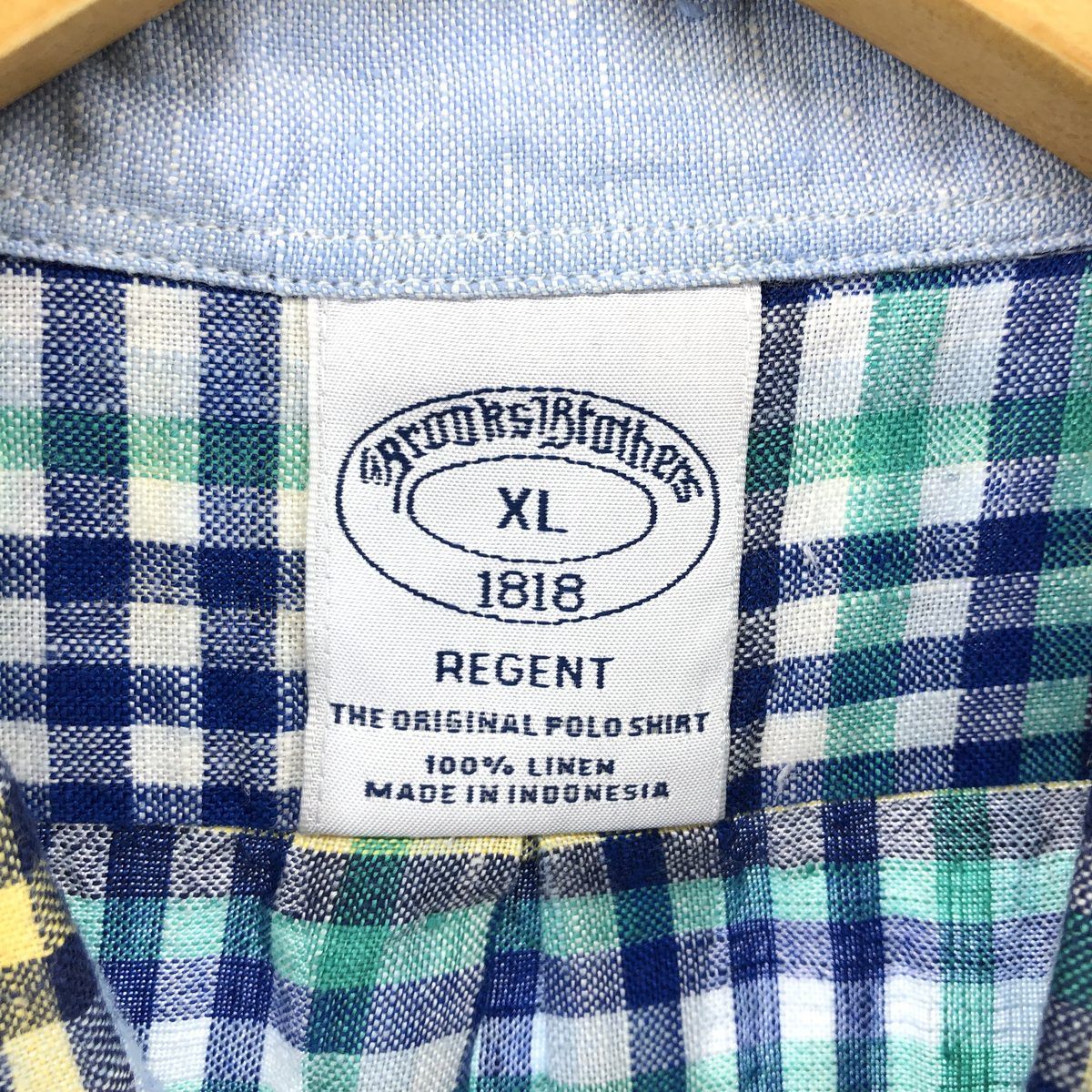 古着 ブルックスブラザーズ Brooks Brothers Est.1818 ボタンダウン チェック柄 半袖 リネンシャツ メンズL相当 /eaa566205 古着 ブルックスブラザーズ Brooks Brothers Est.1818 チェック